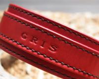 スタンダードプードル GRIS 赤 真鍮 ガンベルト　最大40ミリ幅　丸革ソフトリード