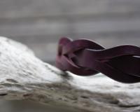 ミニチュアシュナウザー KARIN 紫 編み込みハーフチョーク 編み込みリード 紫×黒